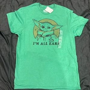 Star Wars Grogu unisex shirt size medium. Green with “baby yoda” on front. NWT